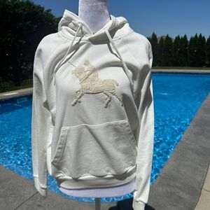 NWT Ralph Lauren Women's Medium Ivory Embroidered Pony Horse Hoodie